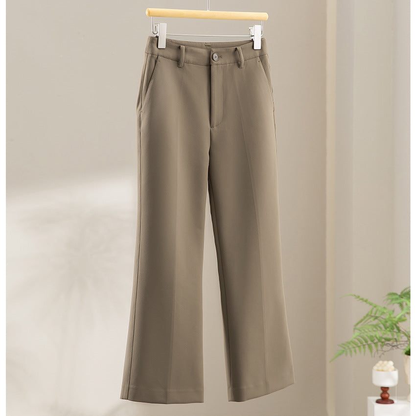 Women's tailored fabric trousers with crease, wide leg fit and belt loops Mune Fashion