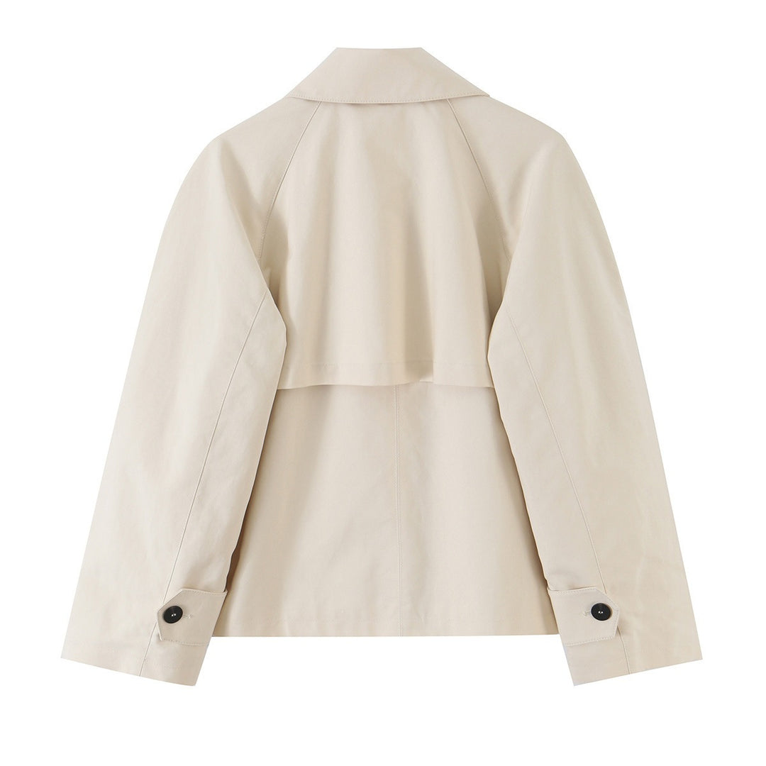Women's short-cut trench jacket with asymmetric button placket and shirt collar Mune Fashion