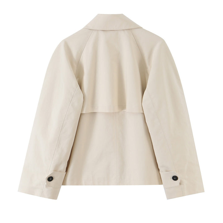 Women's short-cut trench jacket with asymmetric button placket and shirt collar Mune Fashion