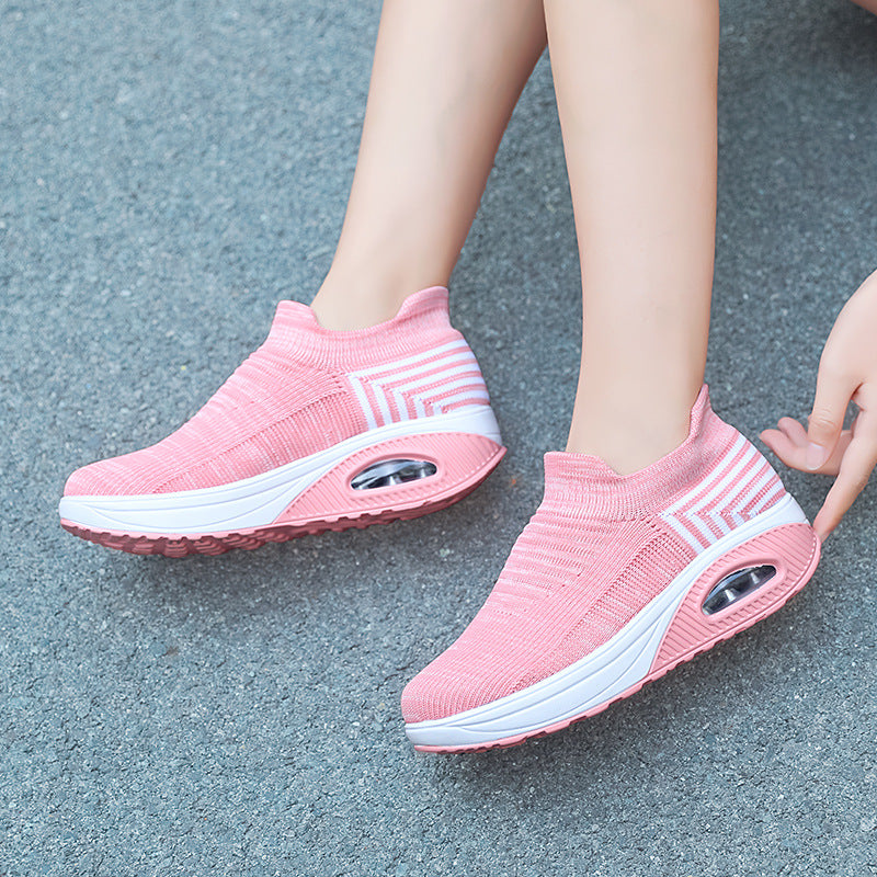 Women's knitted slip-on walking sneakers with anatomical pronation support, air-cushioned midsole, and sock-like shaft Mune Fashion