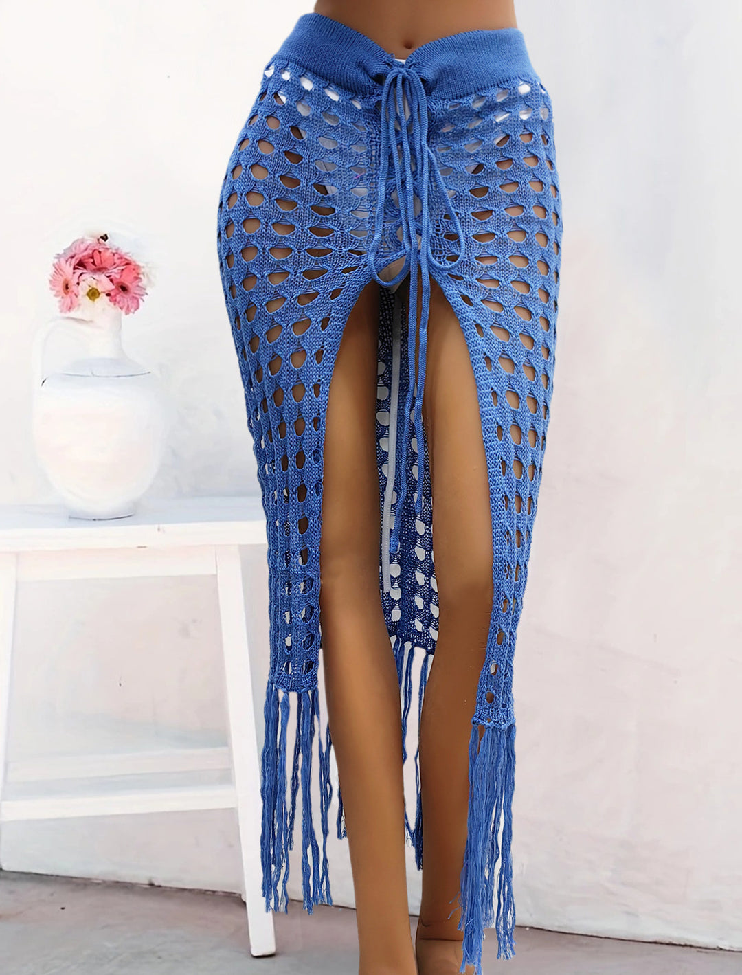 Women's crocheted beach sarong with fringes Mune Fashion