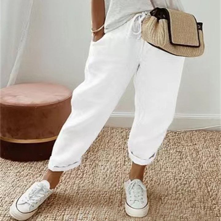 Women's Loose Printed Jogger with Drawstring and Cuffed Hem Mune Fashion