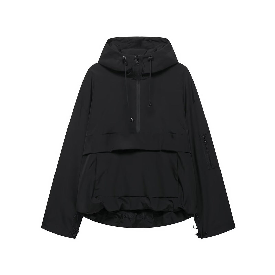 Unisex nan technical windbreaker anorak with half-height zipper hood and kangaroo pocket Mune Fashion