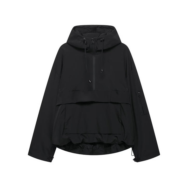 Unisex nan technical windbreaker anorak with half-height zipper hood and kangaroo pocket Mune Fashion