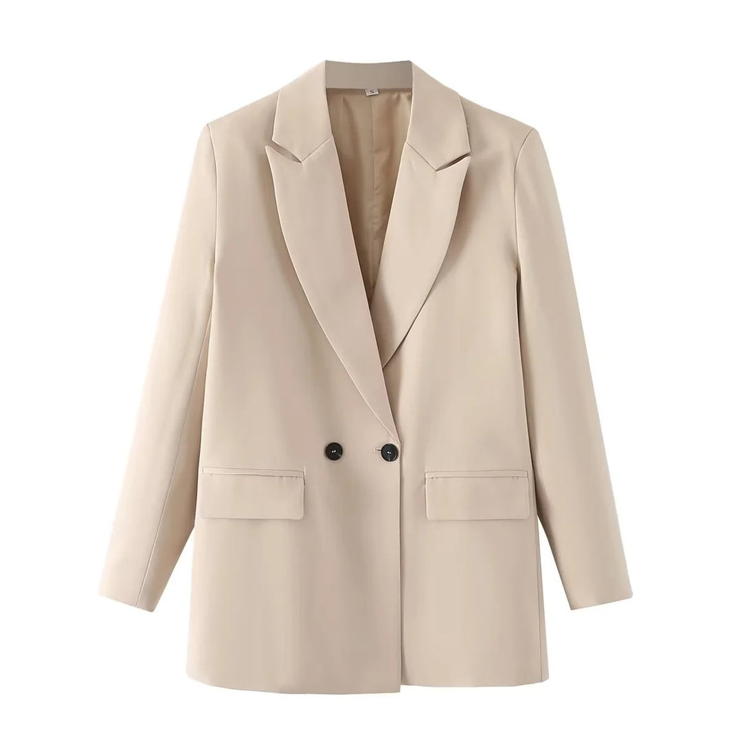 Women's Oversize Double-Breasted Blazer with Lapel and Soft Lining Mune Fashion