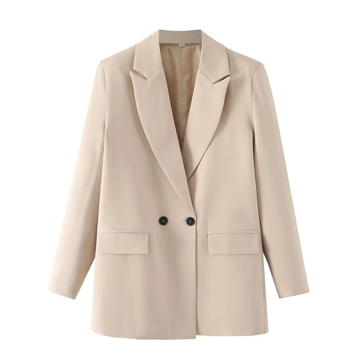 Women's Oversize Double-Breasted Blazer with Lapel and Soft Lining Mune Fashion