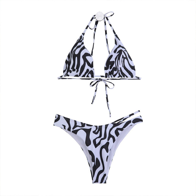 Women's triangle bikini with trendy animal print and adjustable straps Mune Fashion