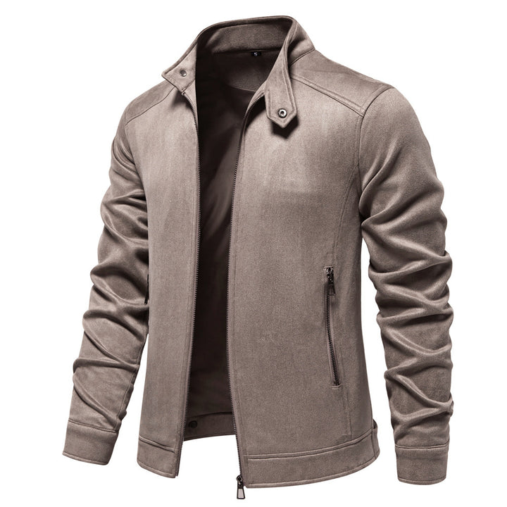 Men's napa suede jacket with stand-up collar, slim fit and zip pockets Mune Fashion