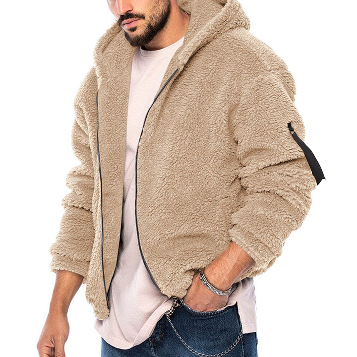 Men's voluminous Sherpa hoodie jacket with bomber cut, concealed zipper and arm pocket Mune Fashion