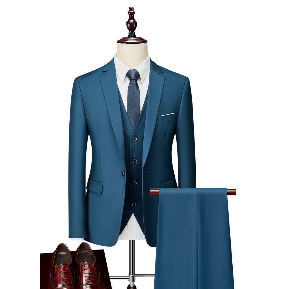 Men's Three-Piece Slim-Fit Business Suit with Vest and Slim Silhouette Mune Fashion