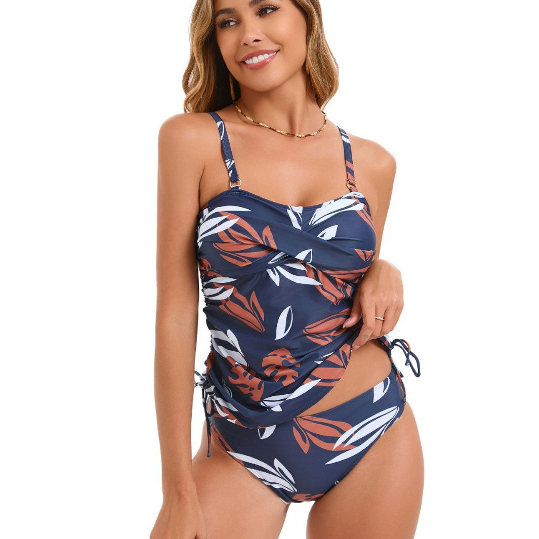 Women's one-piece swimsuit with gathering and floral print Mune Fashion