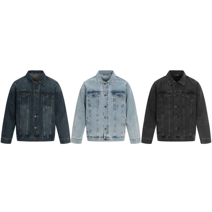 Men's jeans jacket in used effect with flap pockets and straight cut Mune Fashion