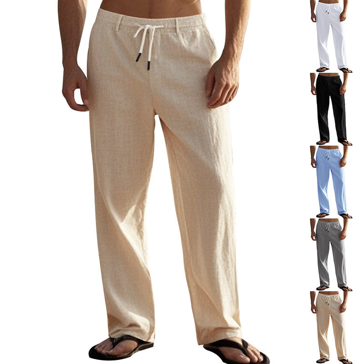 Men's casual chino with linen look, elastic waistband and slim ankle fit Mune Fashion