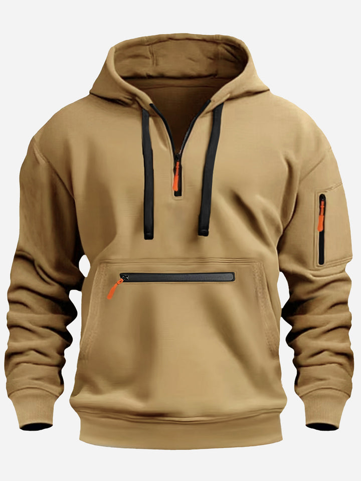 Men's nan technical half-zip hoodie with front zip pocket and sleeve pocket Mune Fashion