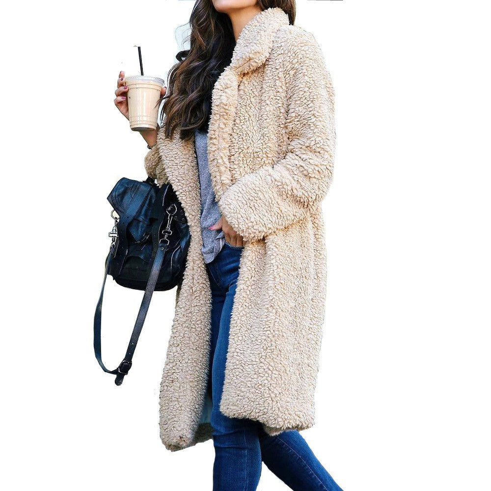 Women's cuddly teddy coat with oversized cut and high collar Mune Fashion
