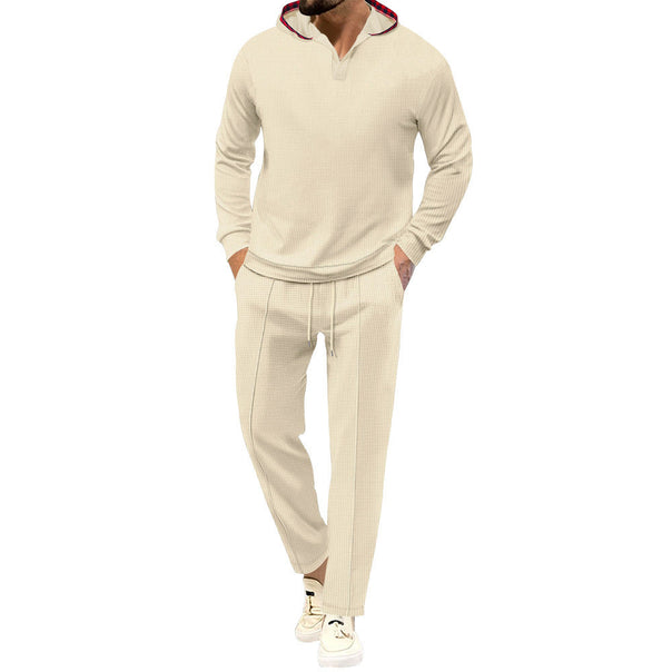 Men's Leisure Suit with Casual Hood and Breathable Structure Mune