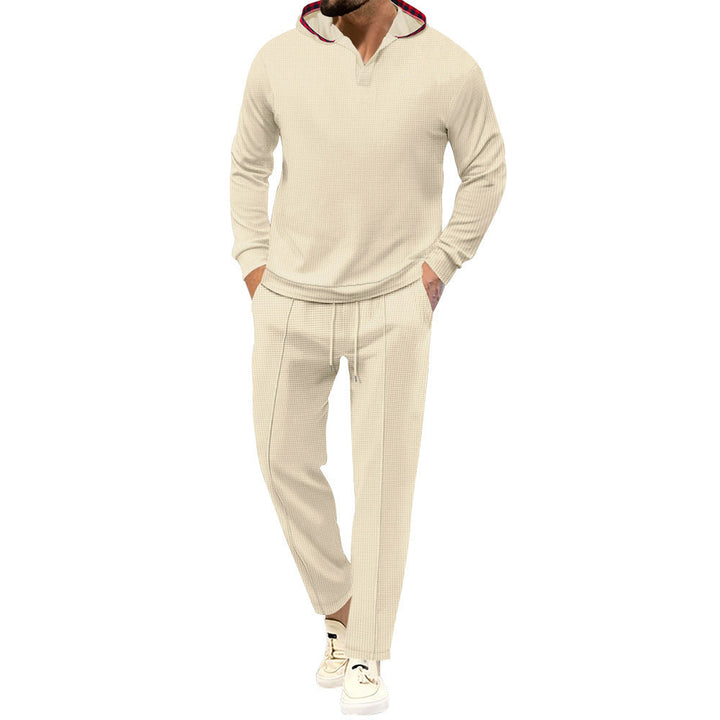 Men's Leisure Suit with Casual Hood and Breathable Structure Mune