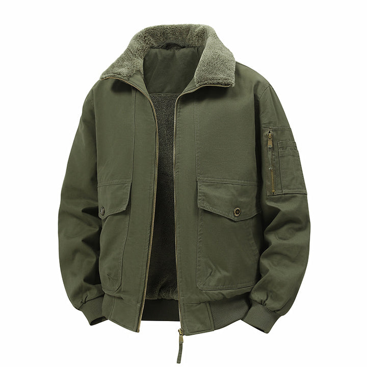 Men's Warm Bomber Jacket with Teddy Lining and Utility Pockets Mune Fashion