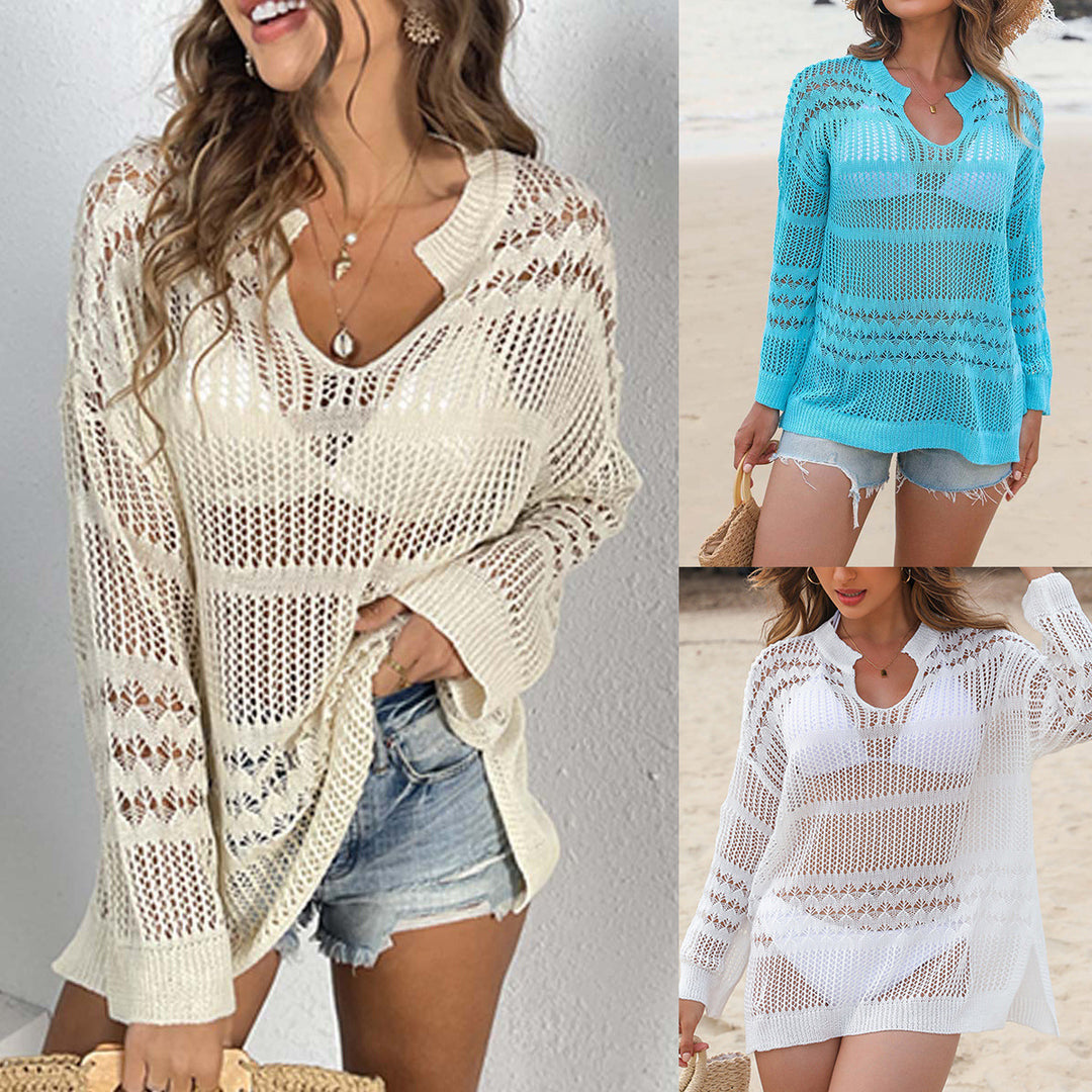 Women's modern knit pullover with transparent design Mune Fashion