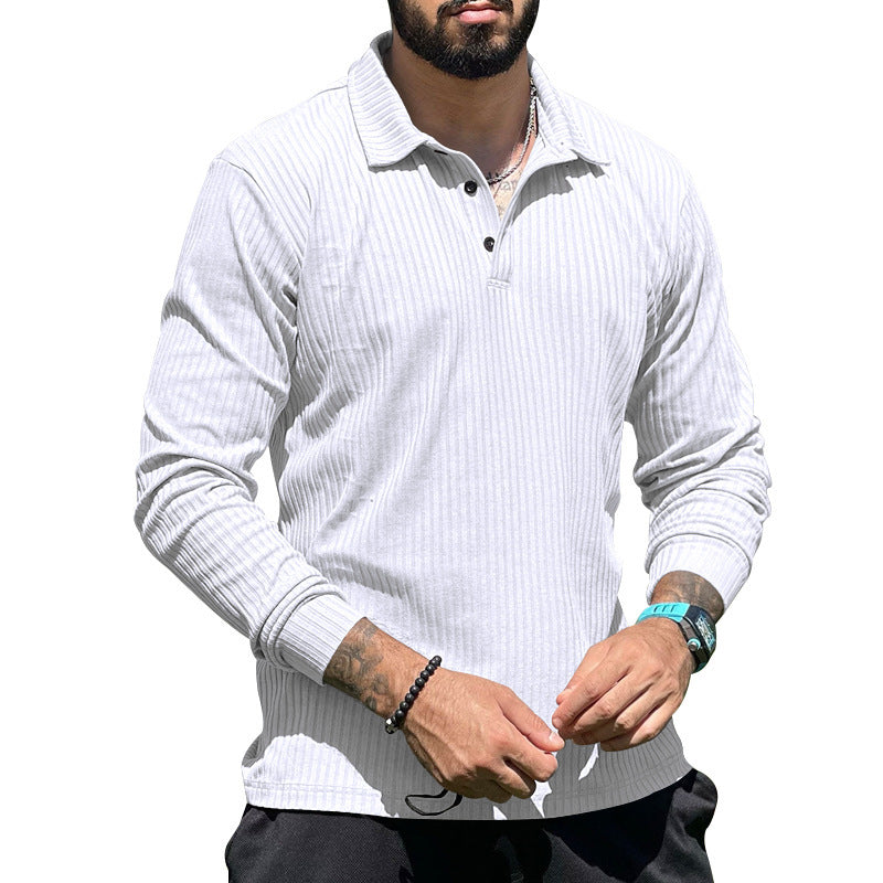 Men's ribbed long-sleeve polo with textured knit and half-button placket Mune Fashion