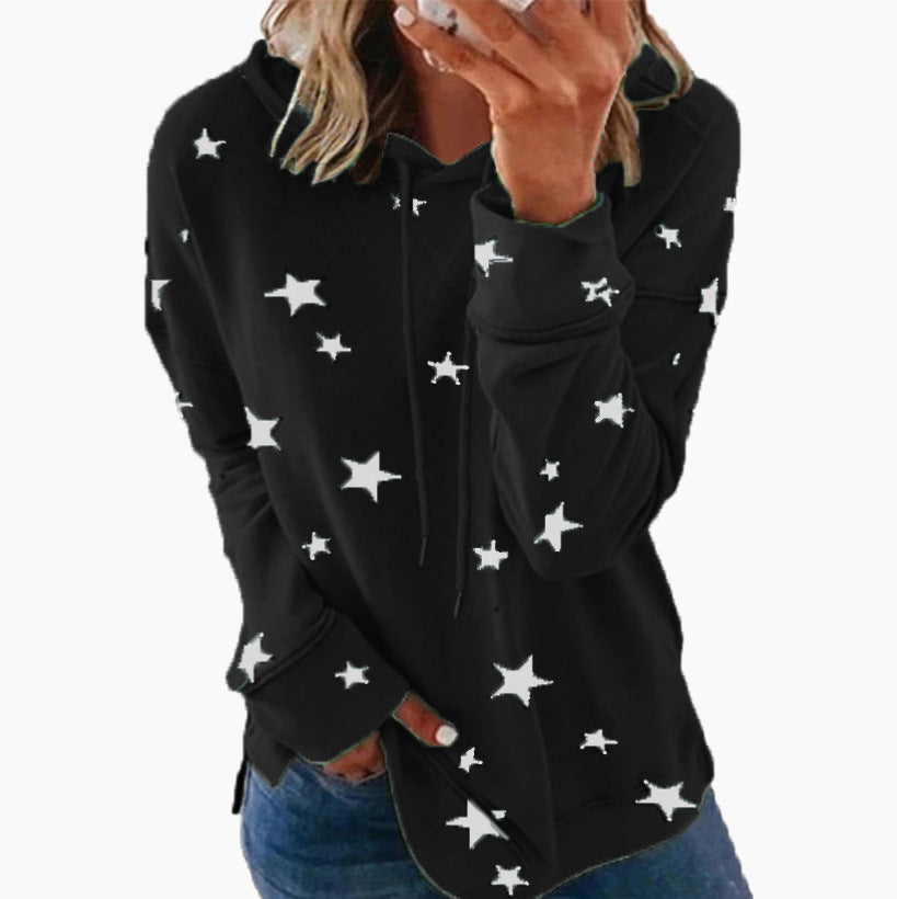 Women's Oversize Hoodie made of soft cotton blend with star print Mune Fashion