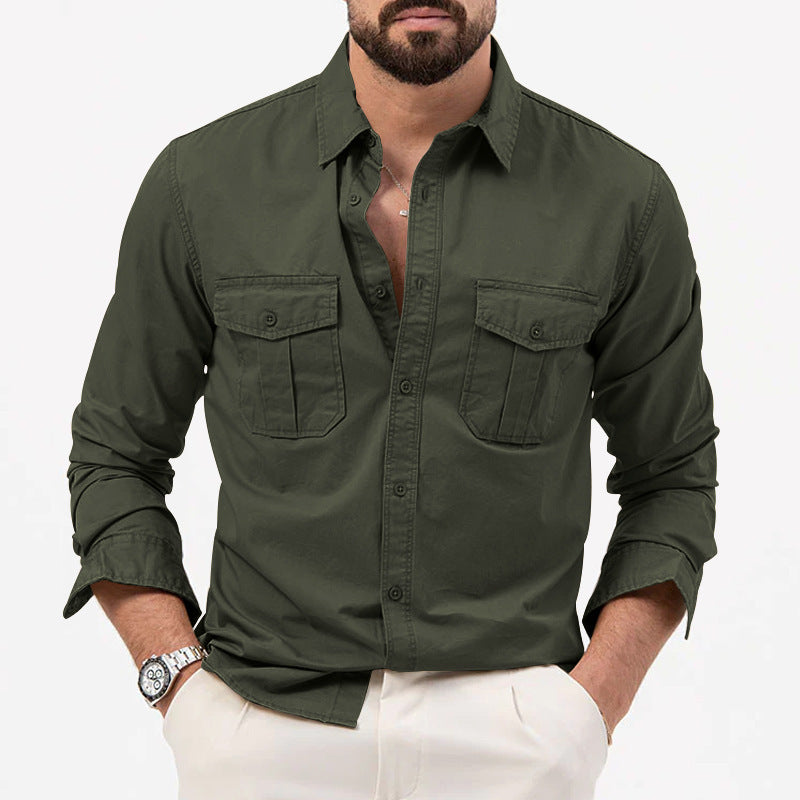 Men's shirt with chest pockets and Kent collar, casual regular fit made of cotton mix Mune Fashion