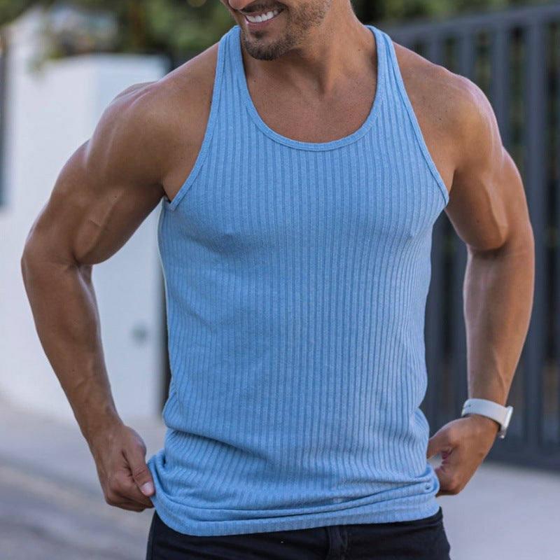 Men's ribbed muscle shirt with U-neck and stretchy cotton blend Mune Fashion
