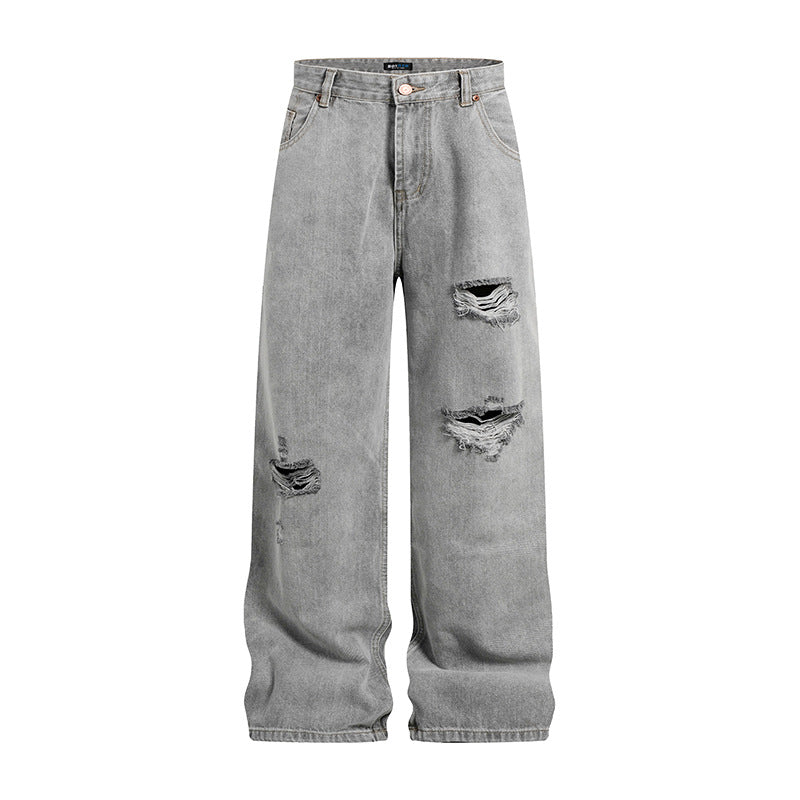 Women's wide high-waisted jeans in palazzo cut with destroyed details Mune Fashion