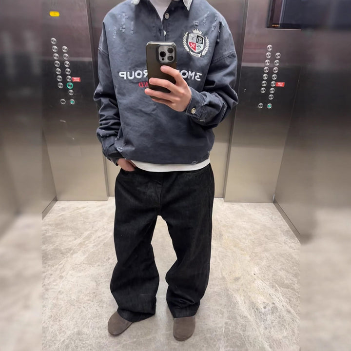 Men Wide-Cut Denim Jeans Mune Fashion