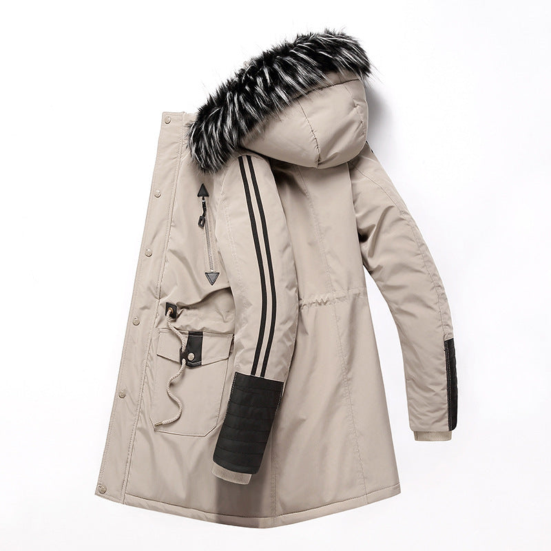 Men's longer winter parka with synthetic fur hood, padded thermal insulation and multifunctional pockets Mune Fashion