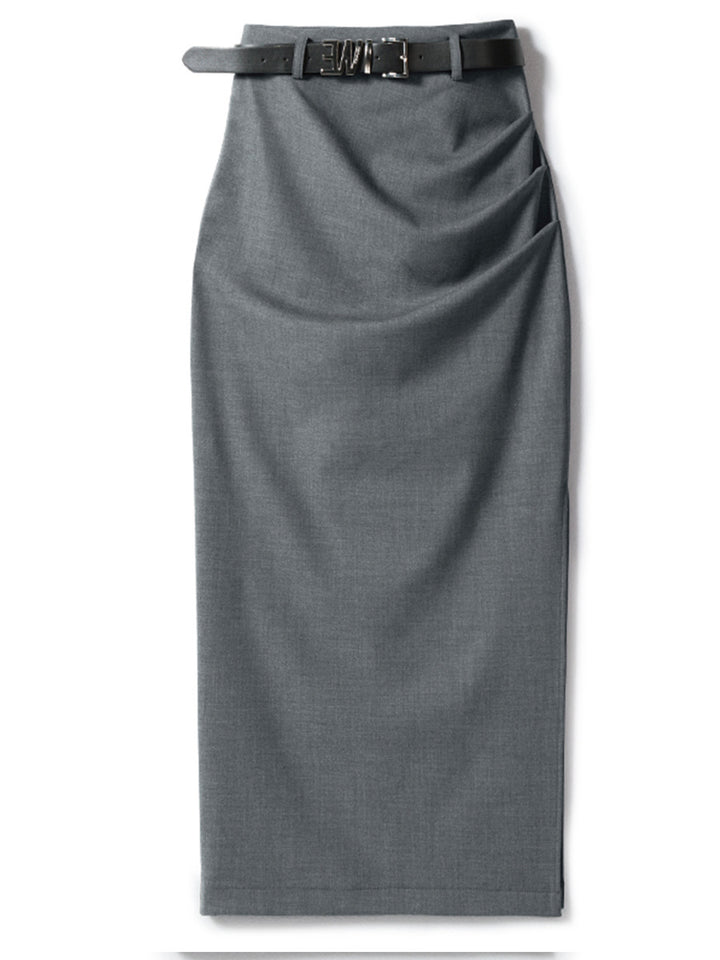Ladies Elegant Wrap Skirt with Waist Belt Mune Fashion