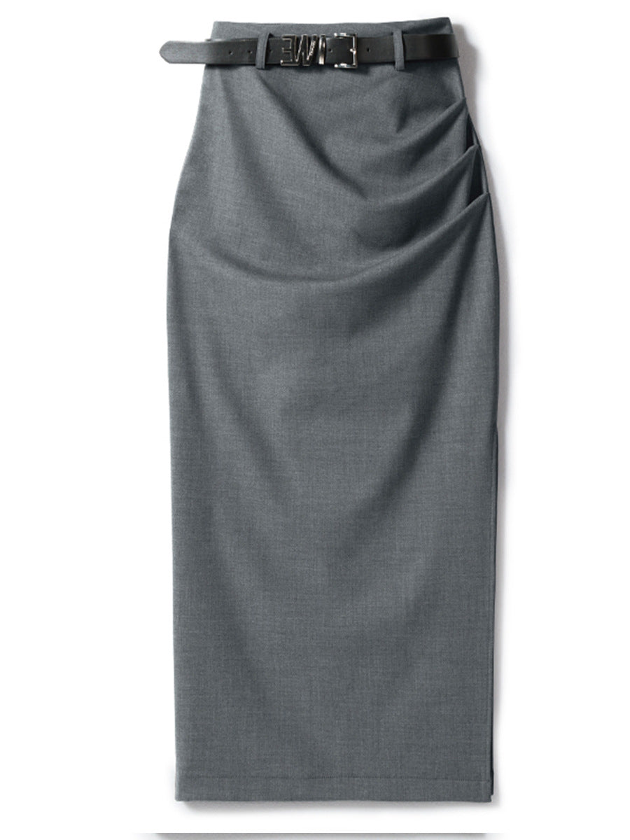 Ladies Elegant Wrap Skirt with Waist Belt Mune Fashion