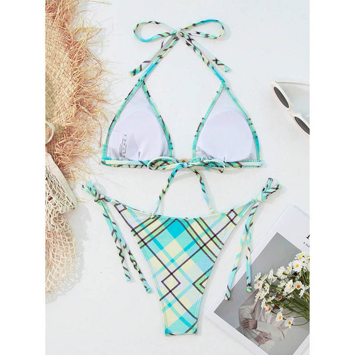 Ladies triangle bikini with stylish check design Mune Fashion