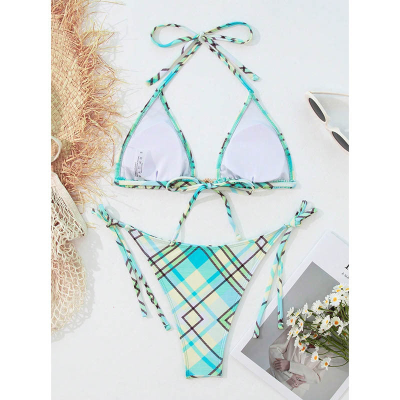 Ladies triangle bikini with stylish check design Mune Fashion