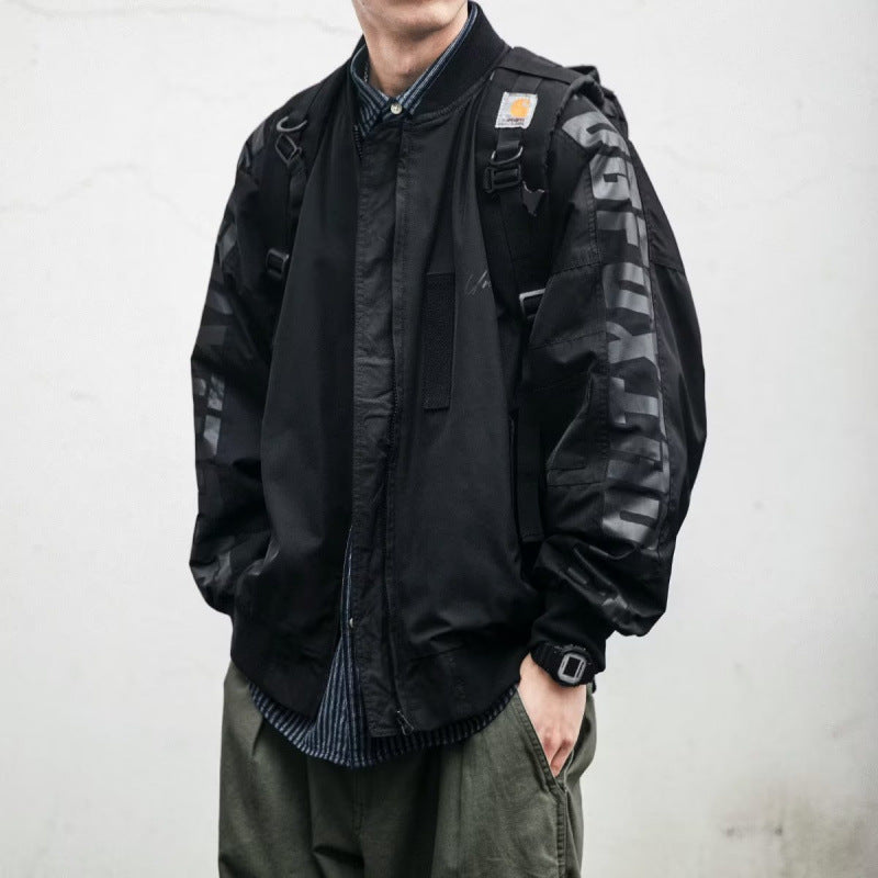Unisex Lightweight Oversized Bomber Jacket made of Nylon with Reflective Sleeves and Ribbed Cuffs Mune Fashion
