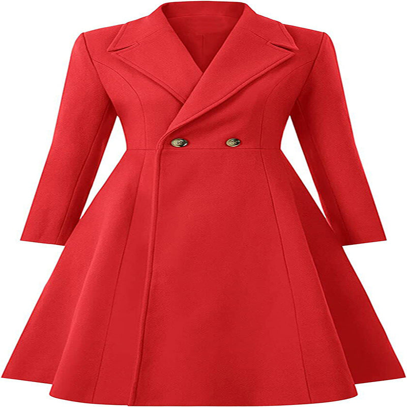 Women's Tailored Coat Dress in A-Line Tailoring made of Wool Blend with Narrow Waist and Flared Skirt Mune Fashion