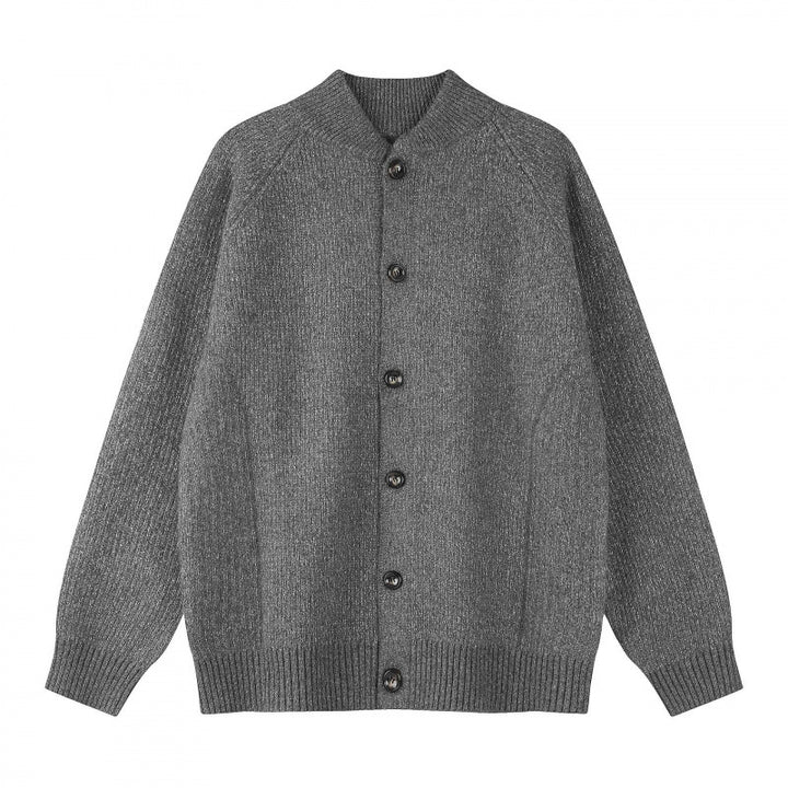Men's Relaxed Chunky Knit Cardigan with Raglan Sleeves and Ribbed Cuffs Mune Fashion