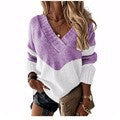 Women’s V-neck knitted pullover with chevron pattern and oversized fit Mune Fashion