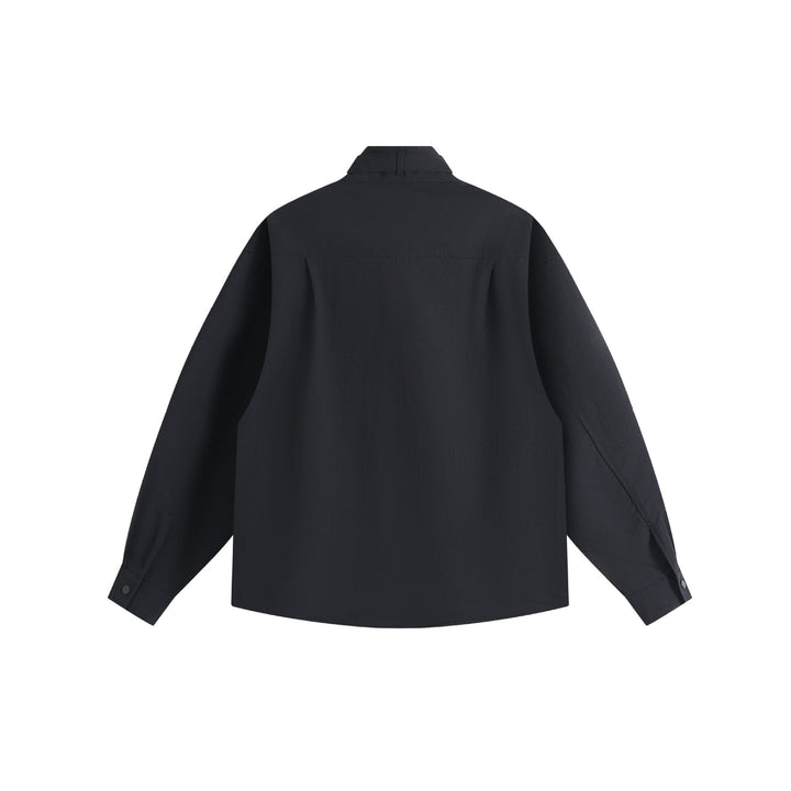 Unisex Oversize Shirt Jacket with Stand-Up Collar and Press-Stud Front Mune Fashion