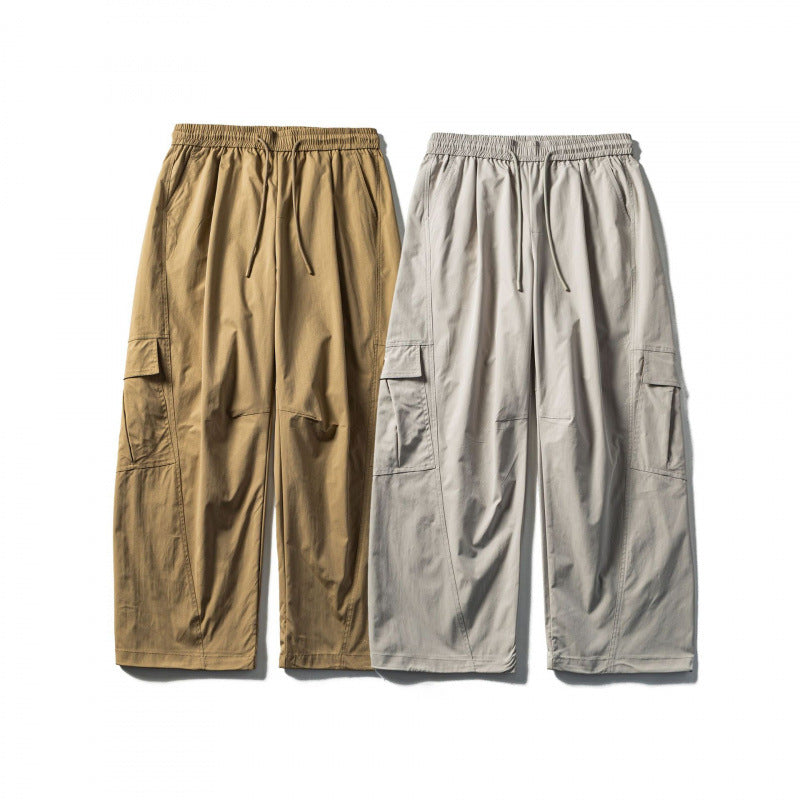 Men's Loose Cargo Pants with Elastic Waistband, Drawstring and Functional Side Pockets Mune Fashion