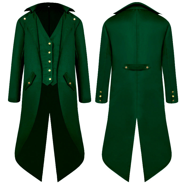 Men's elegant tailcoat with asymmetric swallowtail, integrated vest insert and decorative metal buttons Mune Fashion