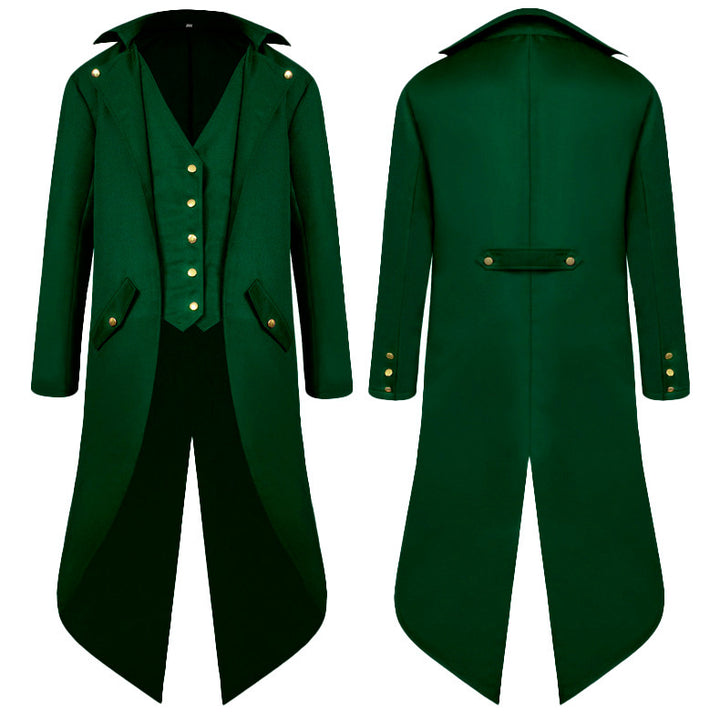 Men's elegant tailcoat with asymmetric swallowtail, integrated vest insert and decorative metal buttons Mune Fashion