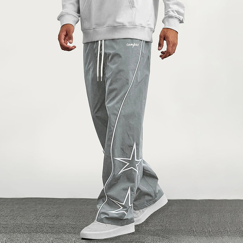 Men's Casual Sports Pants with Striking Star Design Mune