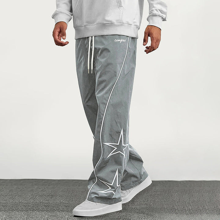 Men's Casual Sports Pants with Striking Star Design Mune