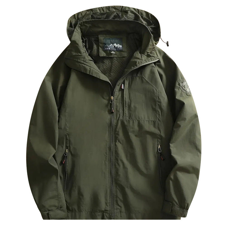 Men's nano lightweight wind and water-repellent hooded jacket with concealed chest zipper pocket Mune Fashion
