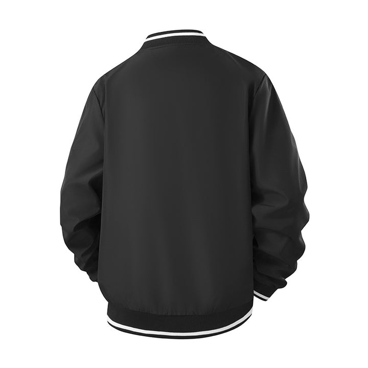 Men's varsity bomber jacket in college style with snap button closure and ribbed contrast cuffs Drune