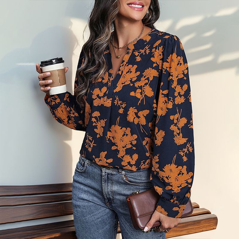 Women Elegant Blouse with Floral Patterns Mune Fashion
