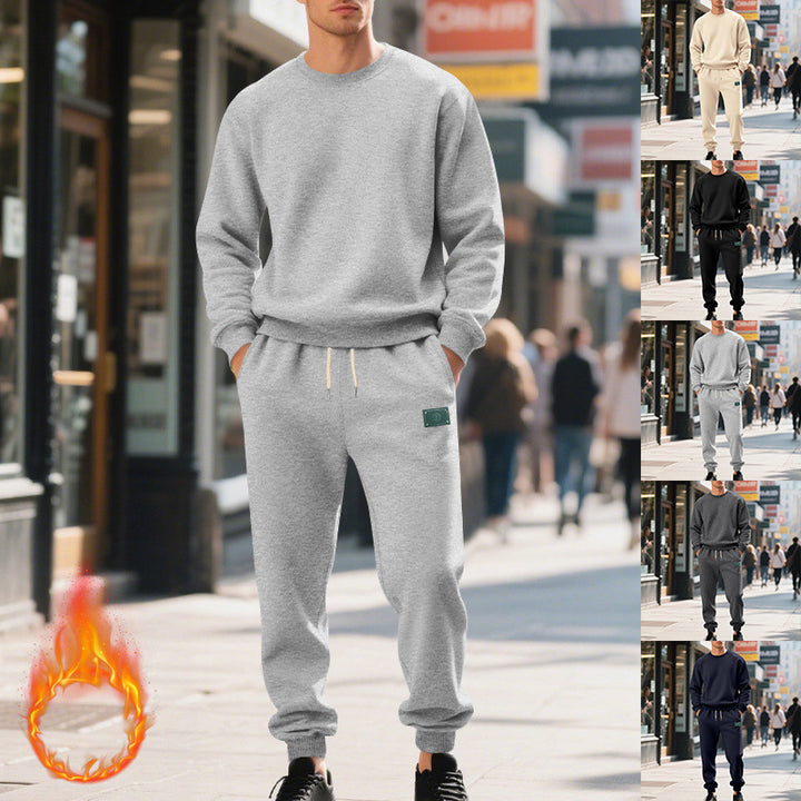 Men's relaxed-fit cotton fleece jogging pants with elastic drawstring, ribbed cuffs, and subtle patch application Mune Fashion