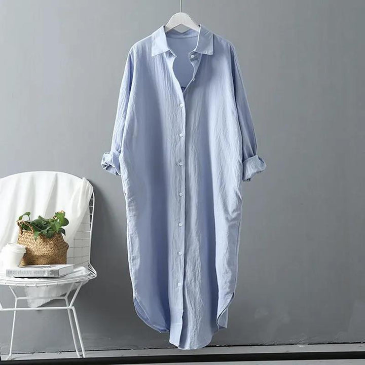 Women's Oversized Blouse Shirt In Casual Cut with Button Placket Mune