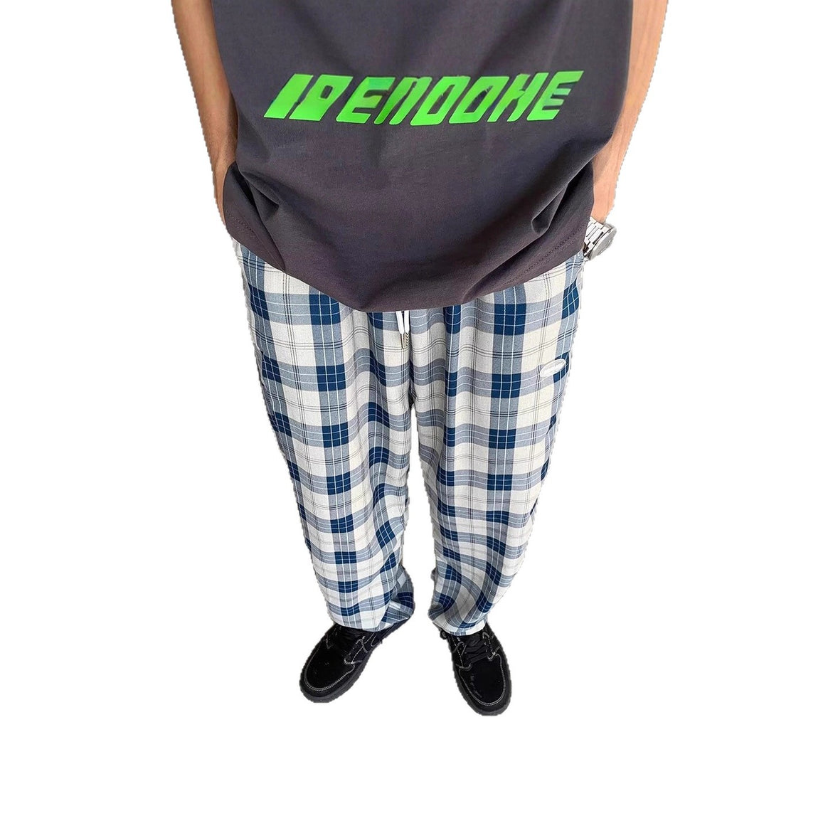 Men's Casual Checkered Carrot Pants Mune Fashion